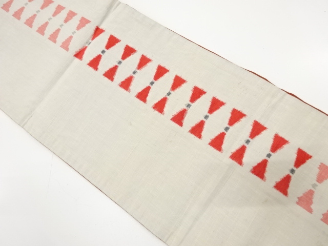 JAPANESE KIMONO / ANTIQUE FUKURO OBI / SILK / HAND WOVEN TSUMUGI / ABSTRACT PATTERN